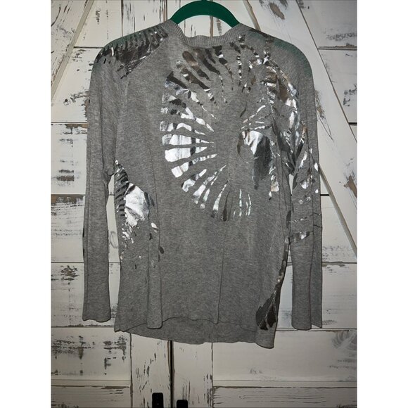 SoCa St. John Cardigan Sweater Gray Silver Shiny Metal Lightweight Spring Size M - Picture 7 of 8